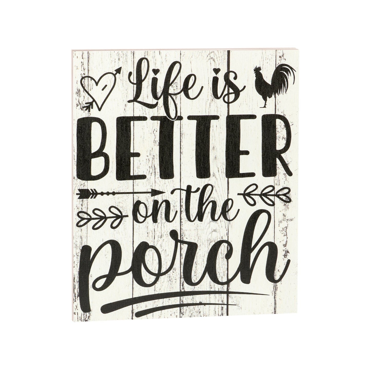 JennyGems Farmhouse Decor, Porch Sign,  Life Is Better on Porch Whitewash Gift
