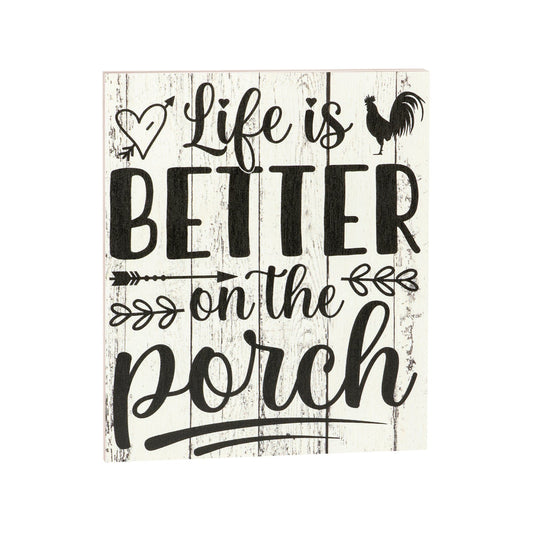 JennyGems Farmhouse Decor, Porch Sign,  Life Is Better on Porch Whitewash Gift