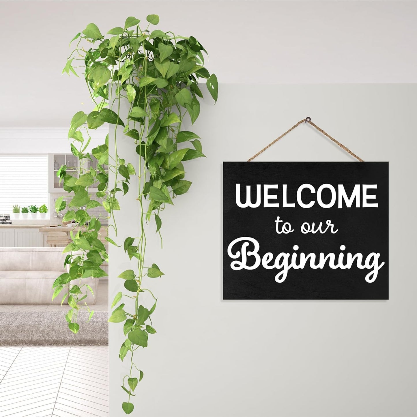 Welcome to the Beginning Sign: Minimalist Wood Wedding & Housewarming Decor