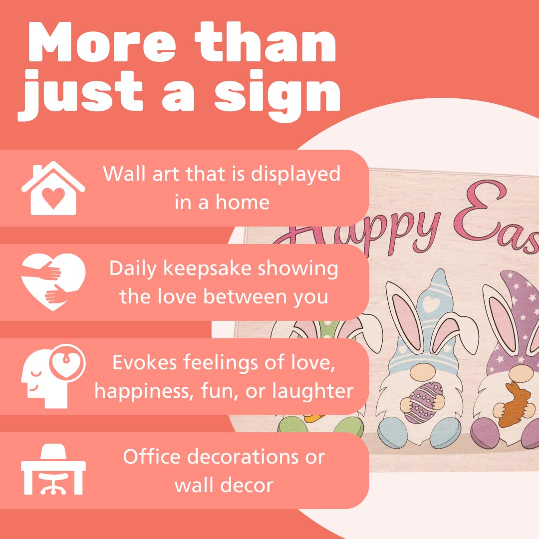 JennyGems Easter Decorations for the Home, Easter Sign, Farmhouse Easter Decor, 7.25 x 6 Wooden Sign, Made in USA