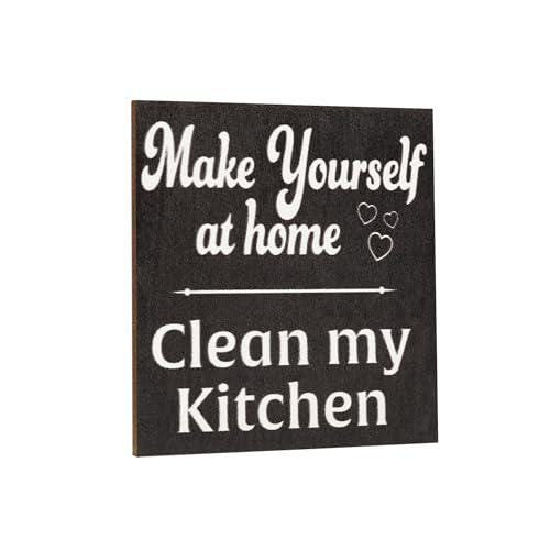Funny Kitchen Magnet: 'Clean My Kitchen' Handmade Wooden Fridge Decor