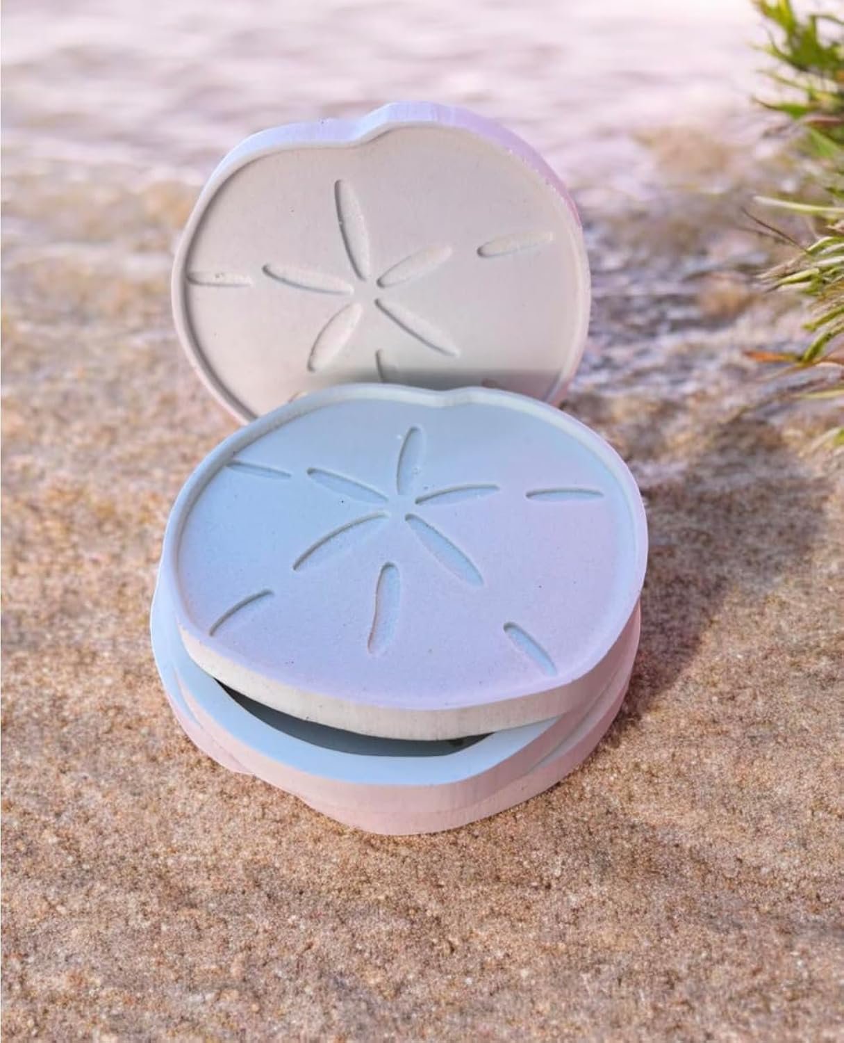 Sand Dollar PVC Coasters for Indoor and Outdoor Use, Coastal Design Waterproof Coastal Drink Coasters, Durable Beach-Themed Home Decor, Set of 4