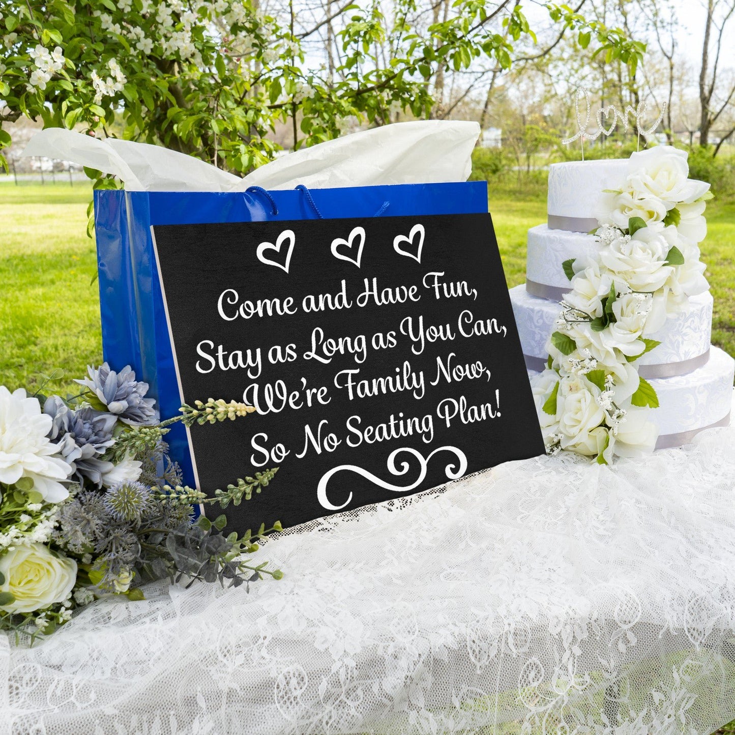 JennyGems Wedding Signs, Place Cards, Wedding Reception, No Seating Plan (Black)