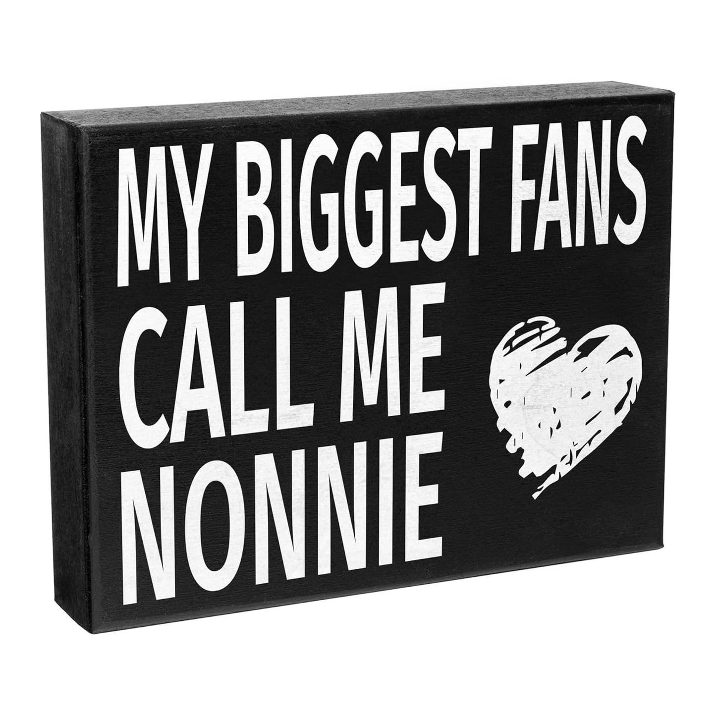 JennyGems Nonnie Gifts, My Biggest Fans Call Me Nonnie Wooden Sign, Shelf Decor and Wall Hanging, Made in USA