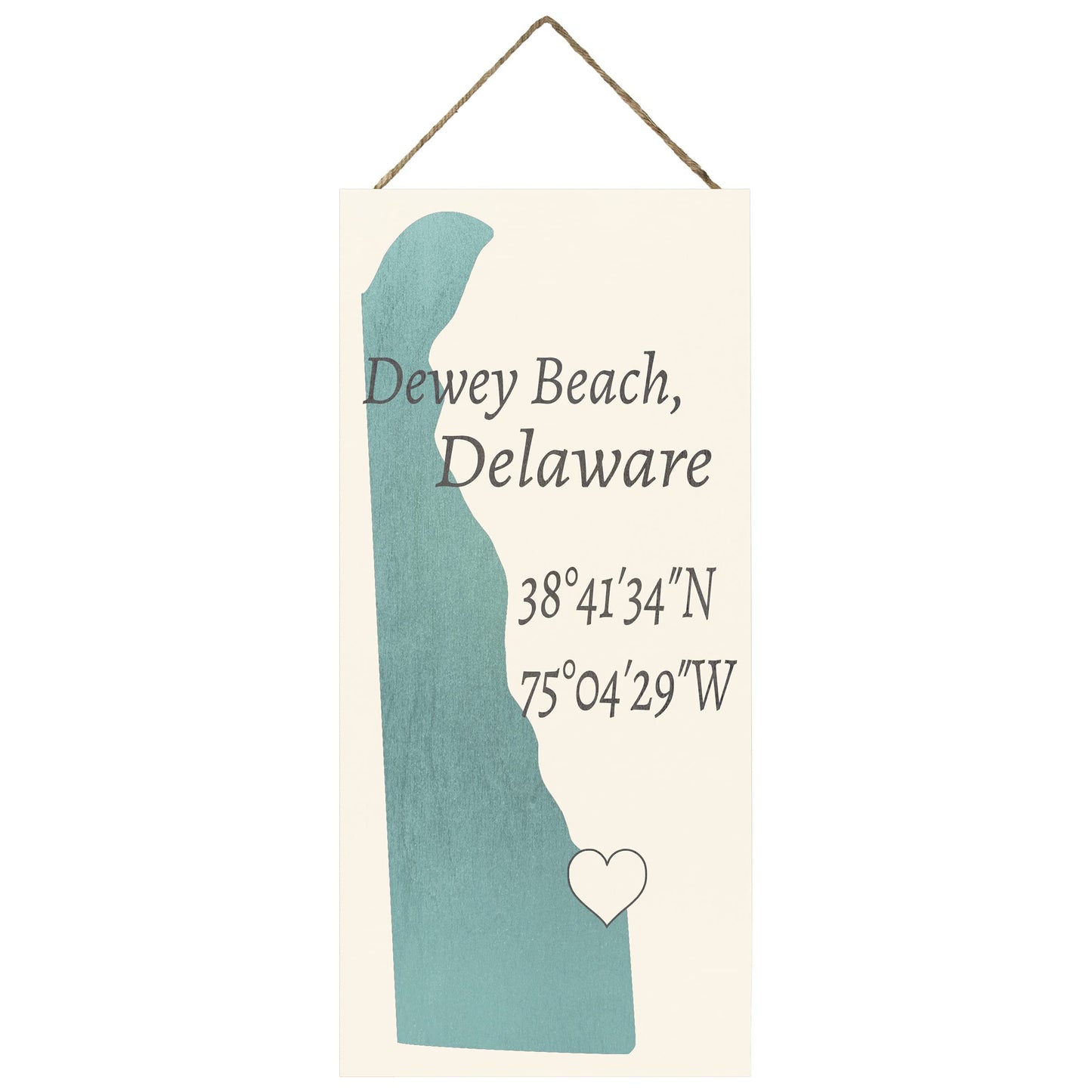 JennyGems Dewey Beach, Delaware Nautical Wood Sign, 6x13 Inches, Delaware Gifts, Made in USA