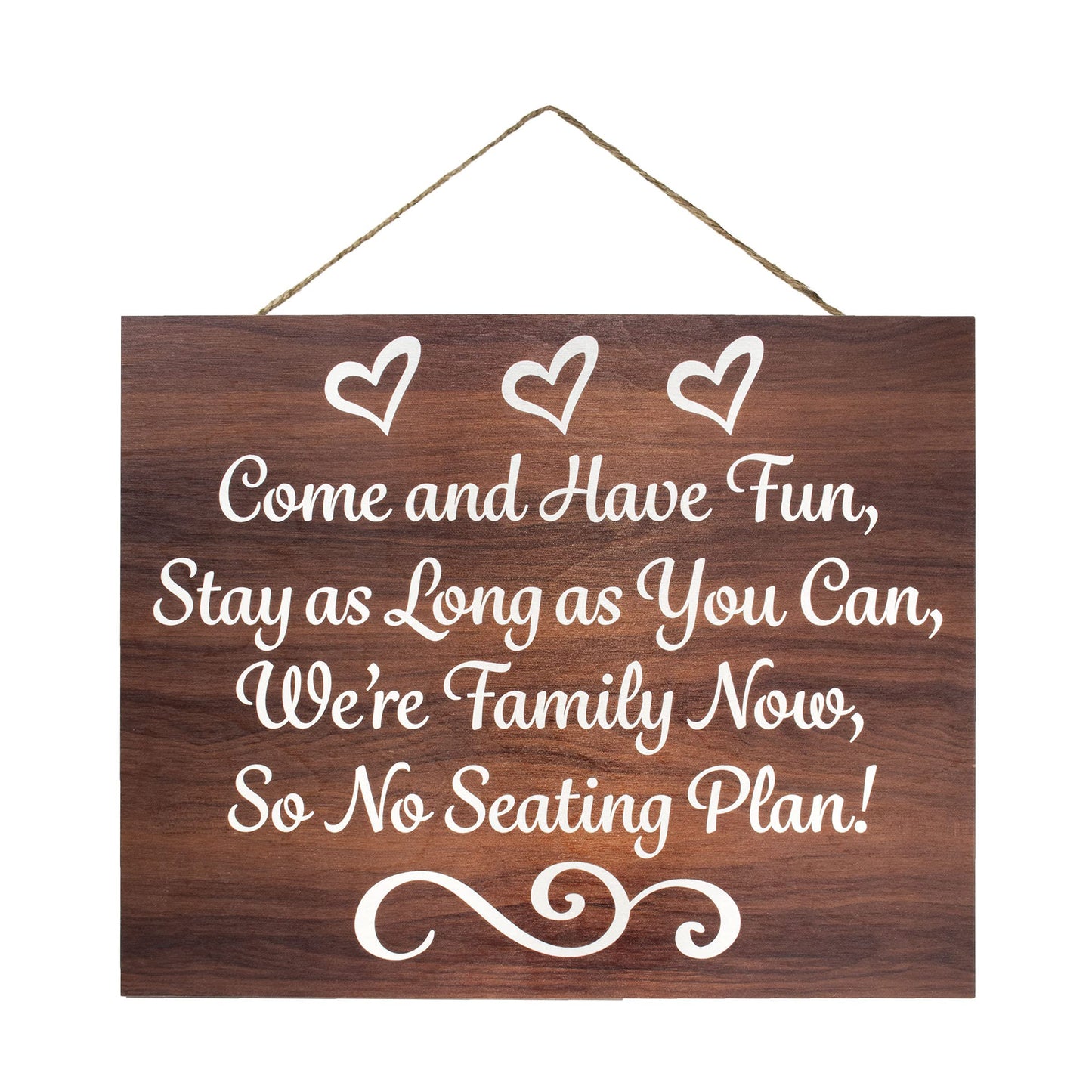JennyGems Wedding Seating Sign No Seating Plan Wedding Sign, Wedding Ceremony and Reception Decorations, Wedding Welcome Sign, 14.5x11.5 Inch Rustic Wood Sign