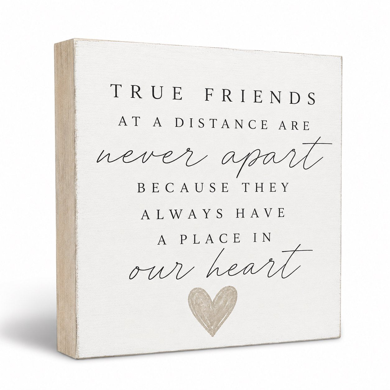 JennyGems True Friends Are Never Apart Wooden Sign - Heartfelt Long Distance Friendship Gift, Going Away Present, Wall or Shelf Decor