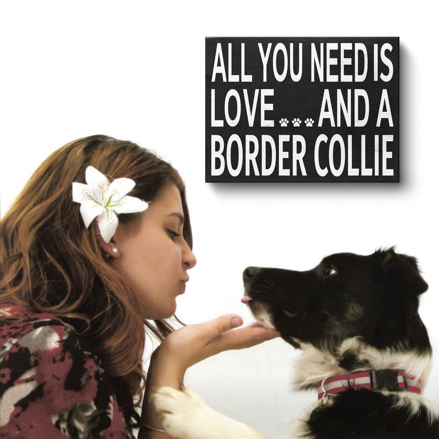 JennyGems Border Collie Sign, Love and a Border Collie, Mom Gifts Decor Sign