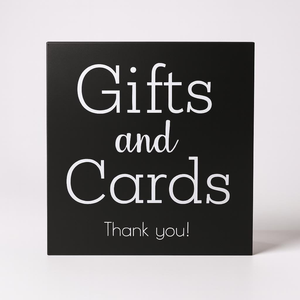 Elegant Gifts and Cards Wedding Sign: Wooden Table Decor, 10x11