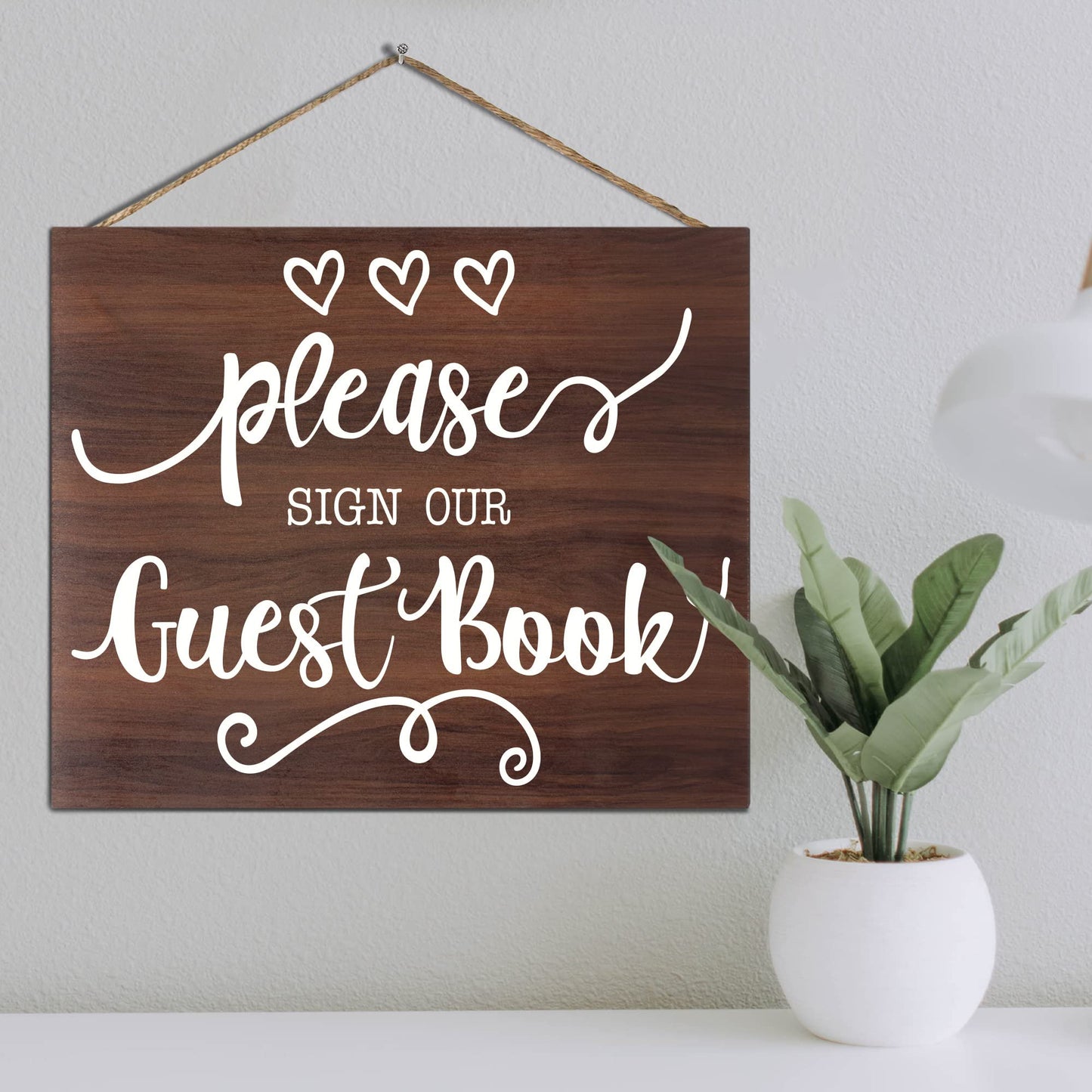 JennyGems Wedding Reception Signs, Please Sign Our Guest Book Wedding Sign, Guest Book Table Sign, 10x12 Inch Wood Sign, Rustic Wedding Decor, Guestbook Sign for Bridal Shower