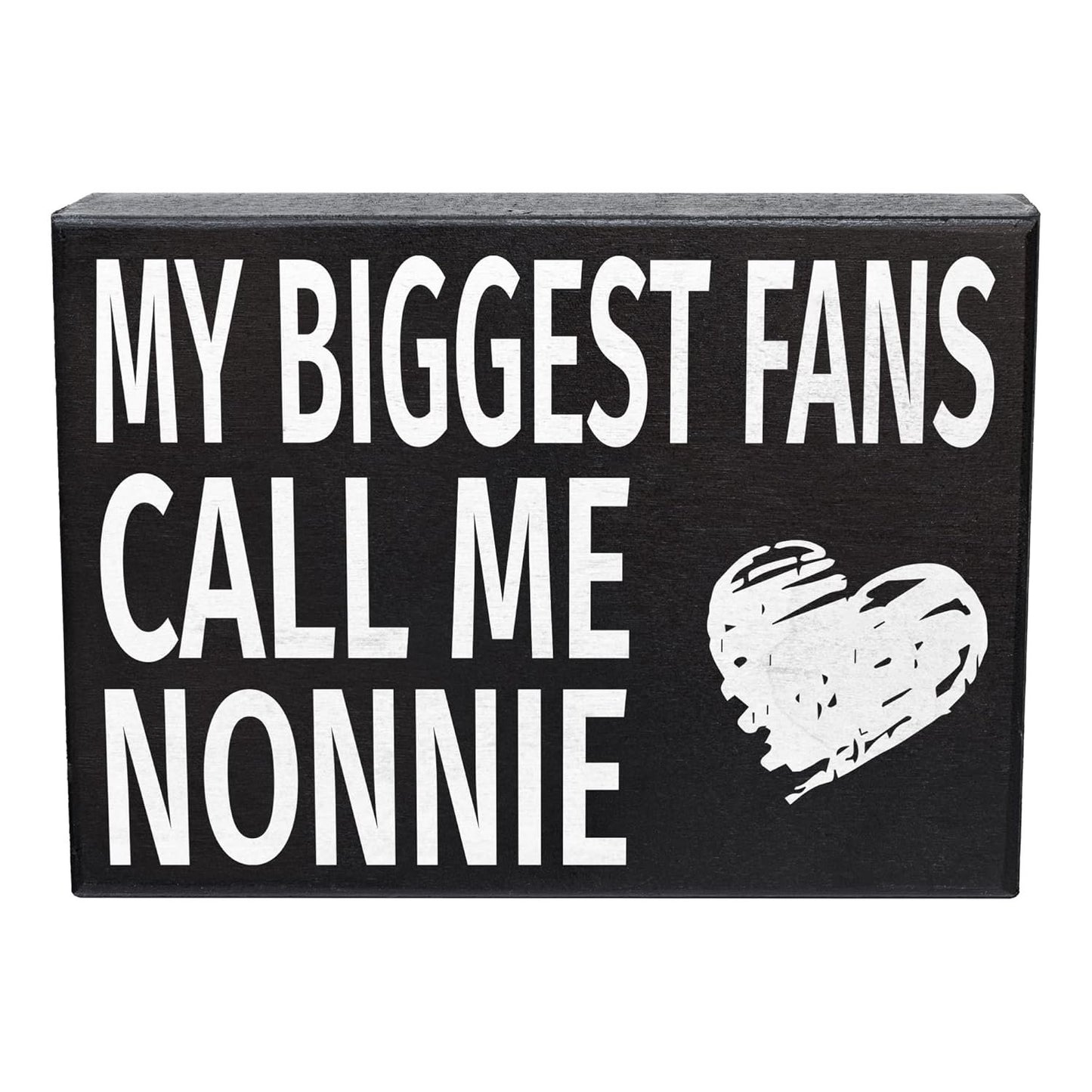 JennyGems Nonnie Gifts, My Biggest Fans Call Me Nonnie Wooden Sign, Shelf Decor and Wall Hanging, Made in USA