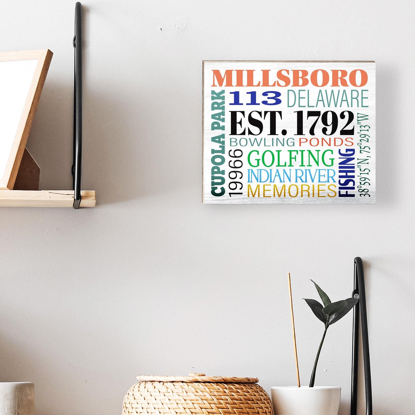 Millsboro Delaware Wood Sign: Town Souvenir Wall Art