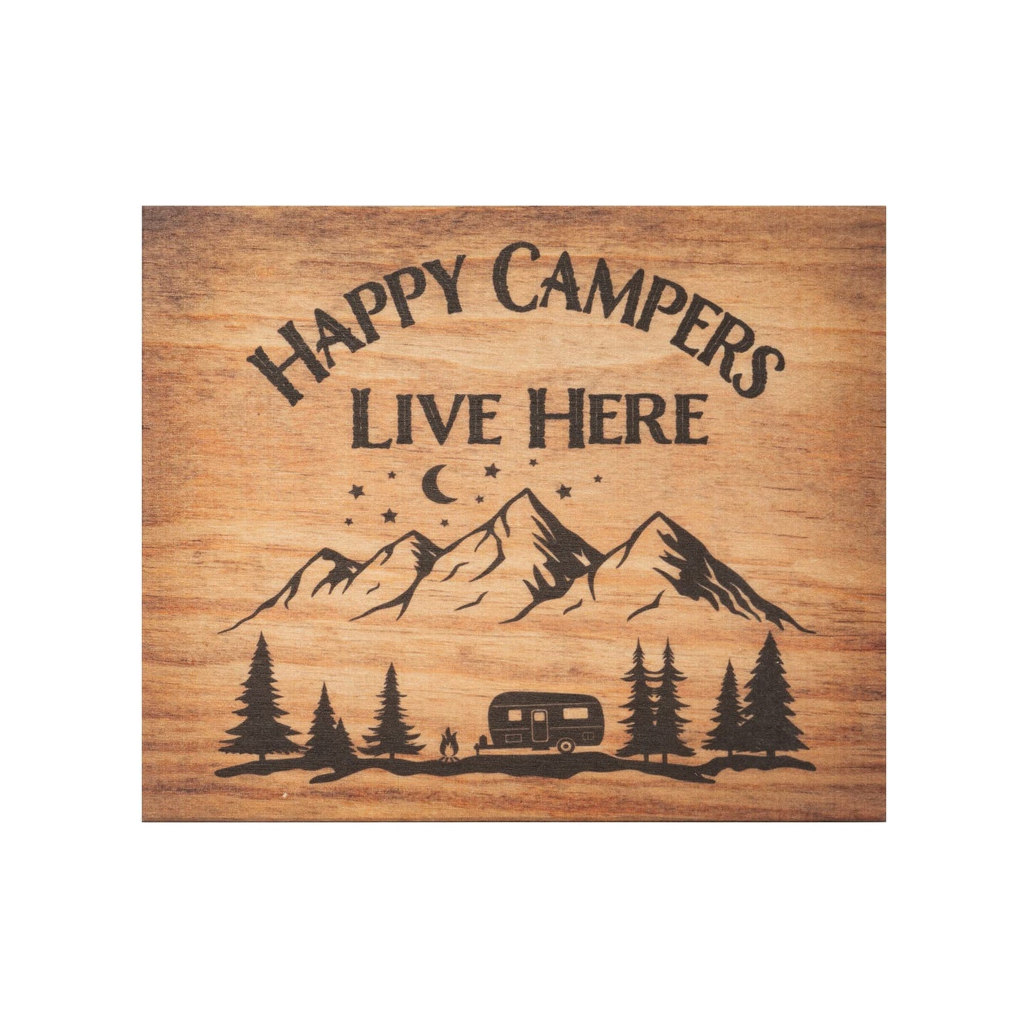 JennyGems Camper Gifts, Happy Campers Live Here Wooden Sign, Camping Decor, Camping Sign, Made in USA