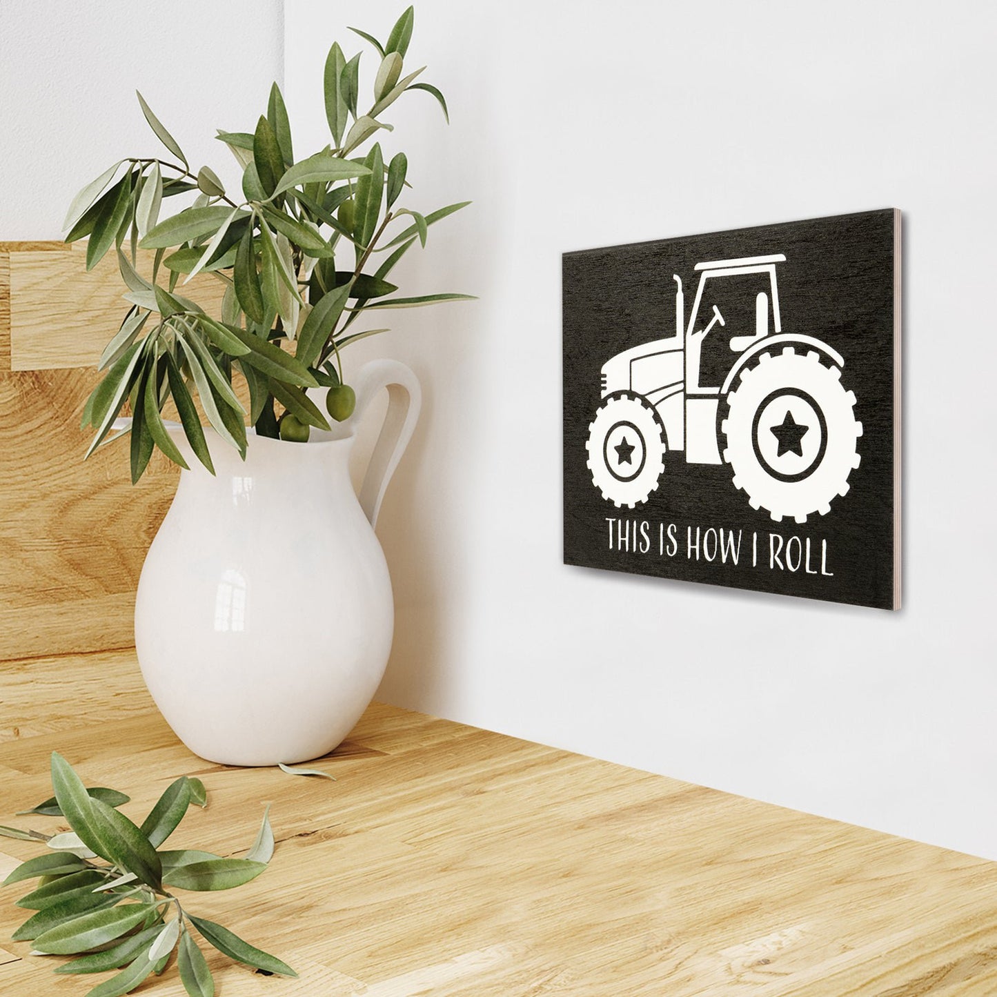 JennyGems This is How I Roll Tractor Wood Sign, Funny Farmer Gifts Tractor Gifts