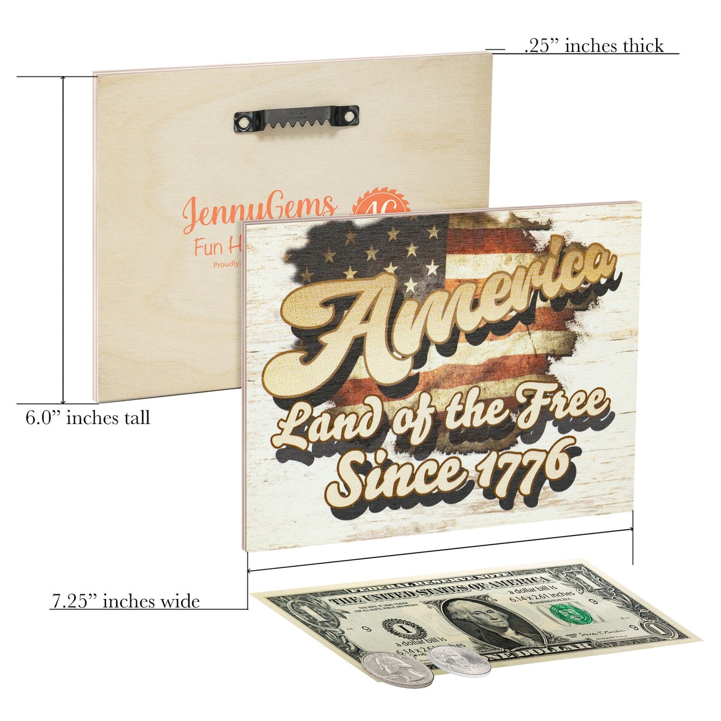 America Land of the Free Wooden Sign, Patriotic 4th of July Decor, Memorial Day