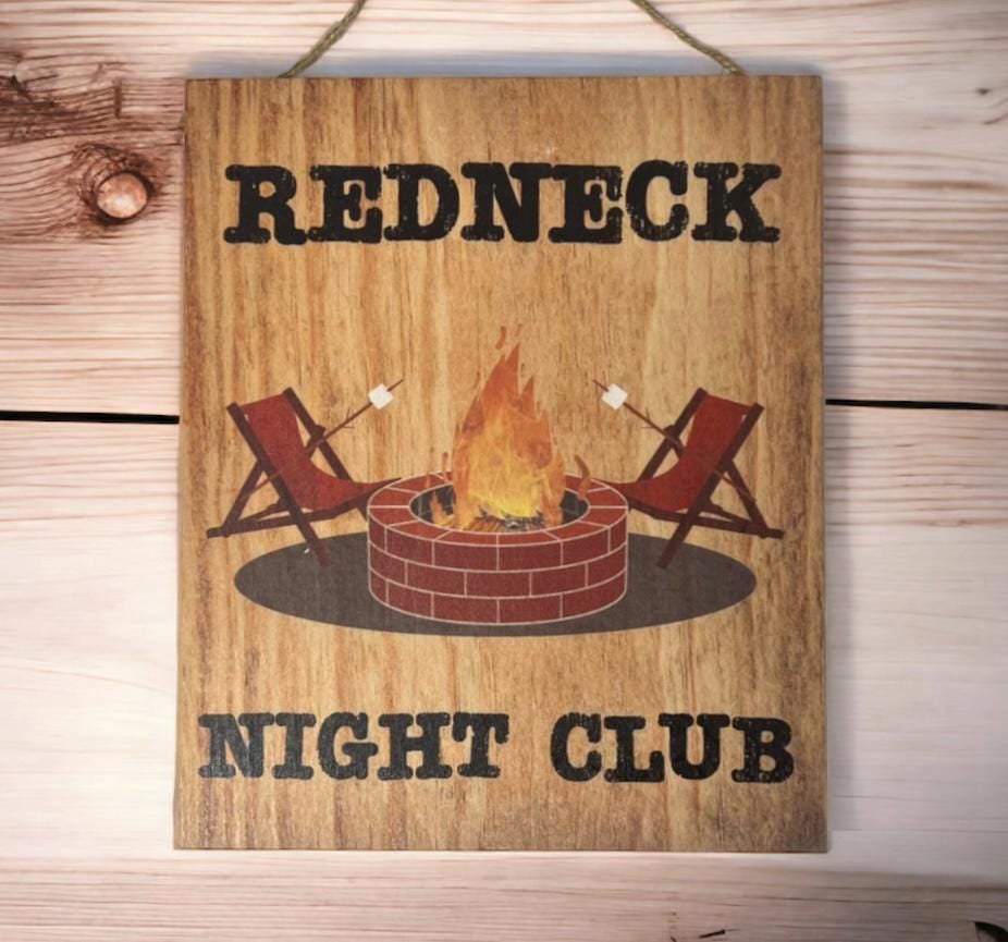 Funny Redneck Night Club Wood Sign: Humorous Bar Decor