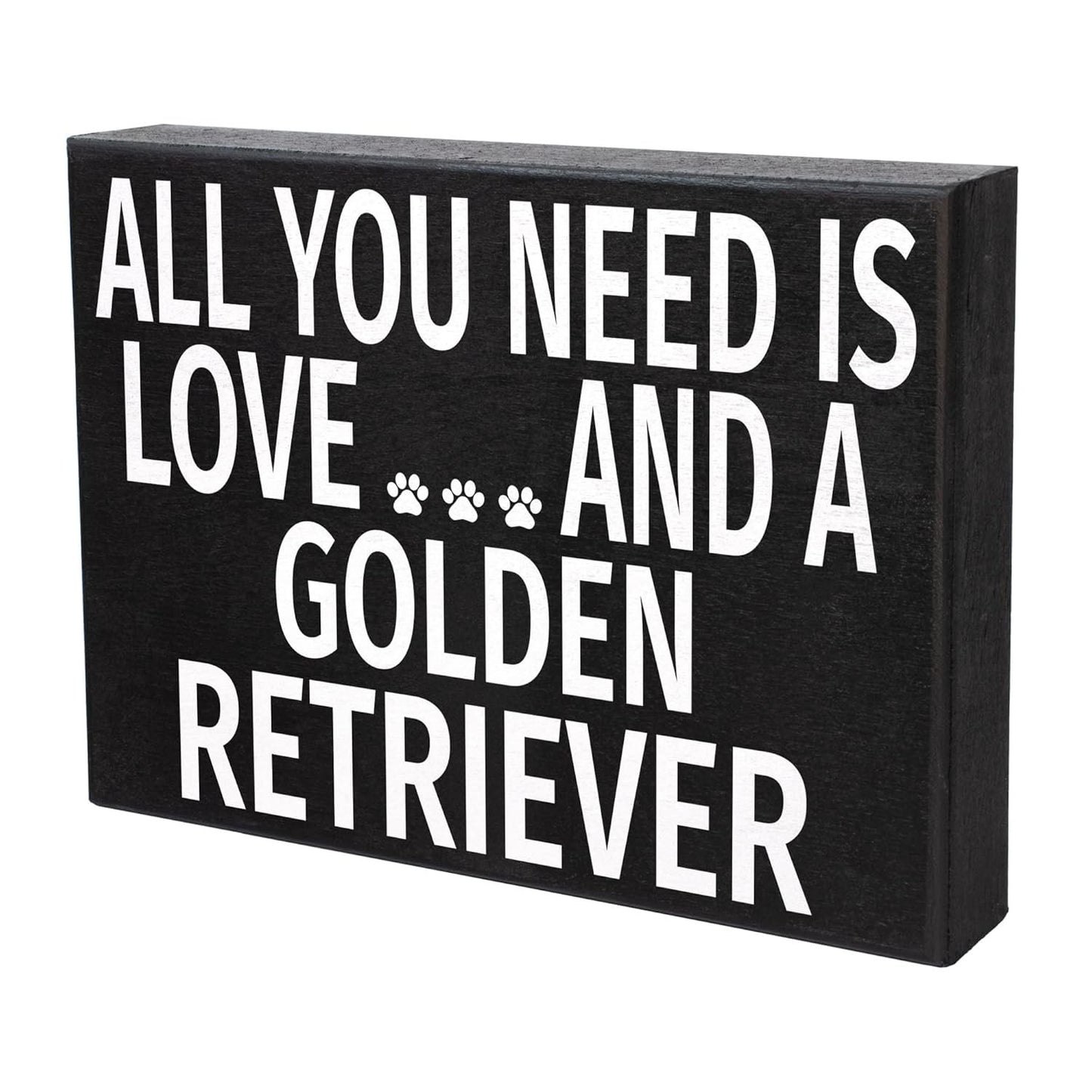JennyGems Golden Retriever Gifts, All You Need Is Love and a Golden Retriever Wooden Sign, Shelf Decor and Wall Hanging, Made in USA
