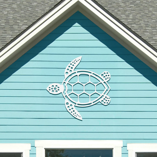 JennyGems Sea Turtle Wall Art Decor | Weatherproof PVC Coastal Nautical Sign for Beach House, Cottage, Lake House, Pool & Patio Garden | Durable Exterior Art Decor, Turtle Beach, Made in USA, 4 Foot