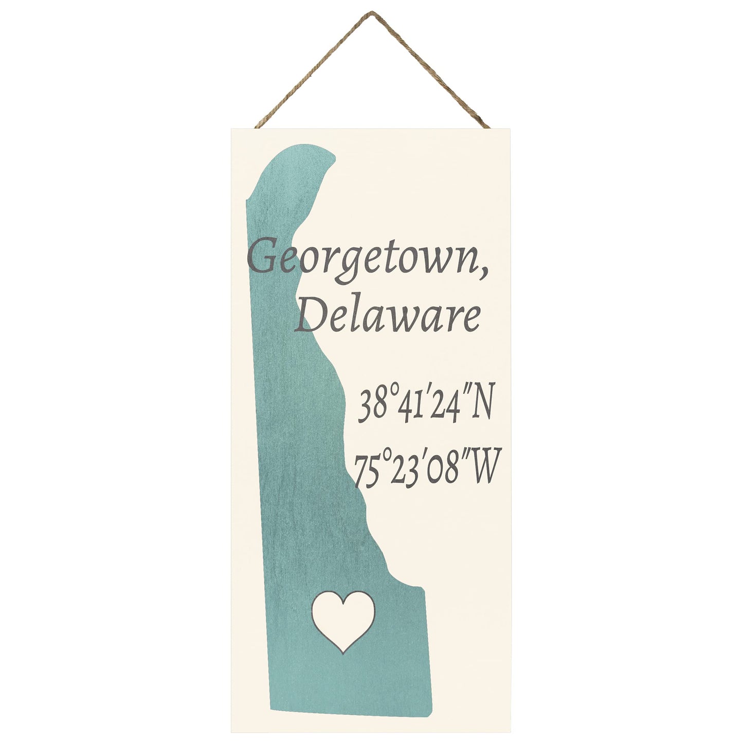 JennyGems Georgetown, Delaware 6x13 Inch Nautical Wood Sign, Hanging Wall Decor, Hometown Pride Signs, Delaware Gifts, American Made