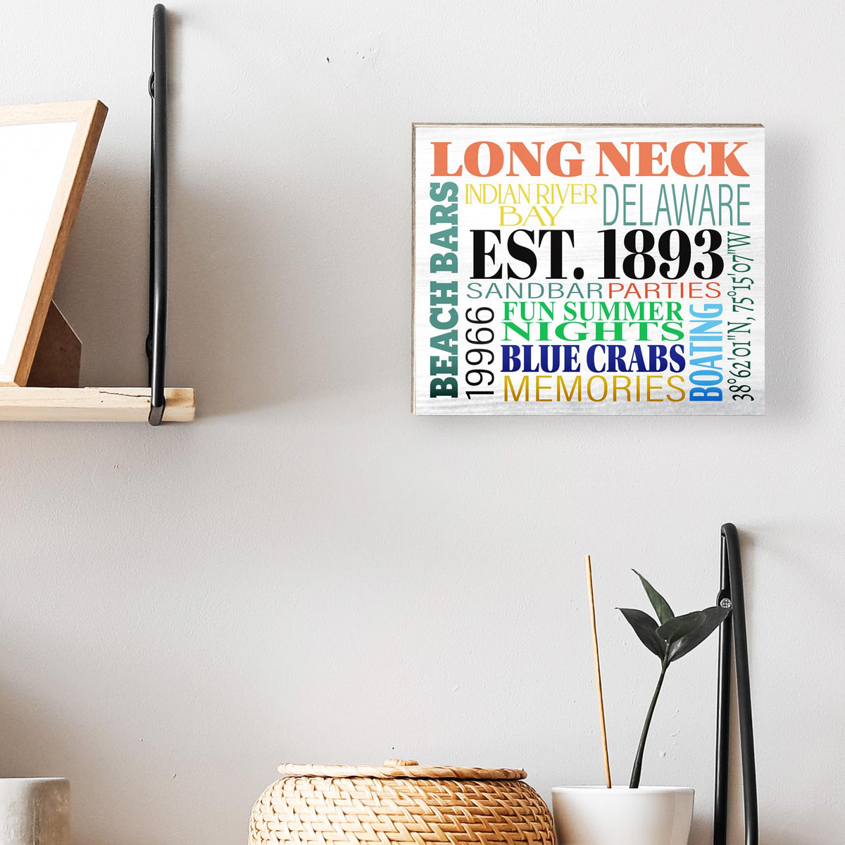 JennyGems Long Neck Delaware Gifts and Souvenirs, Delaware Sign, Beach Decor, Made in USA