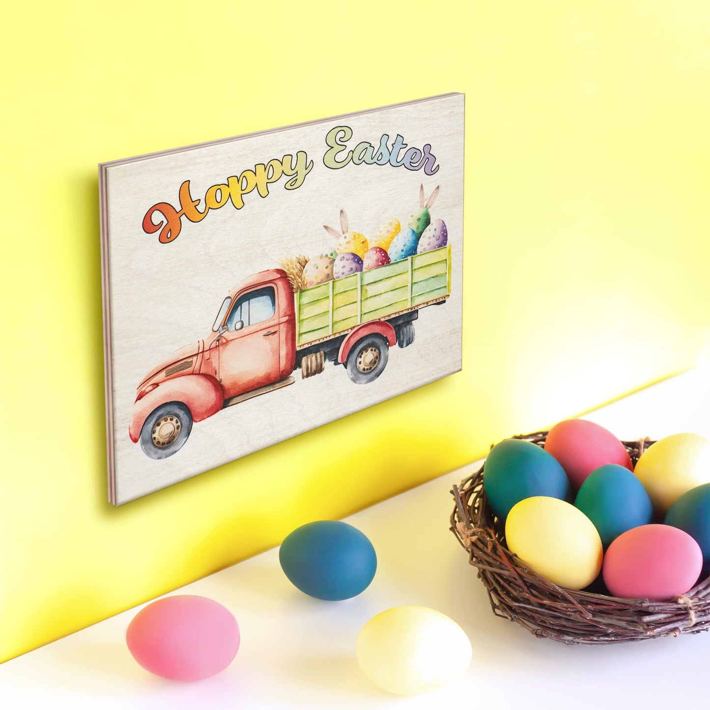 JennyGems Easter Decorations for the Home, Easter Sign, Farmhouse Easter Decor, 7.25 x 6 Wooden Sign, Made in USA