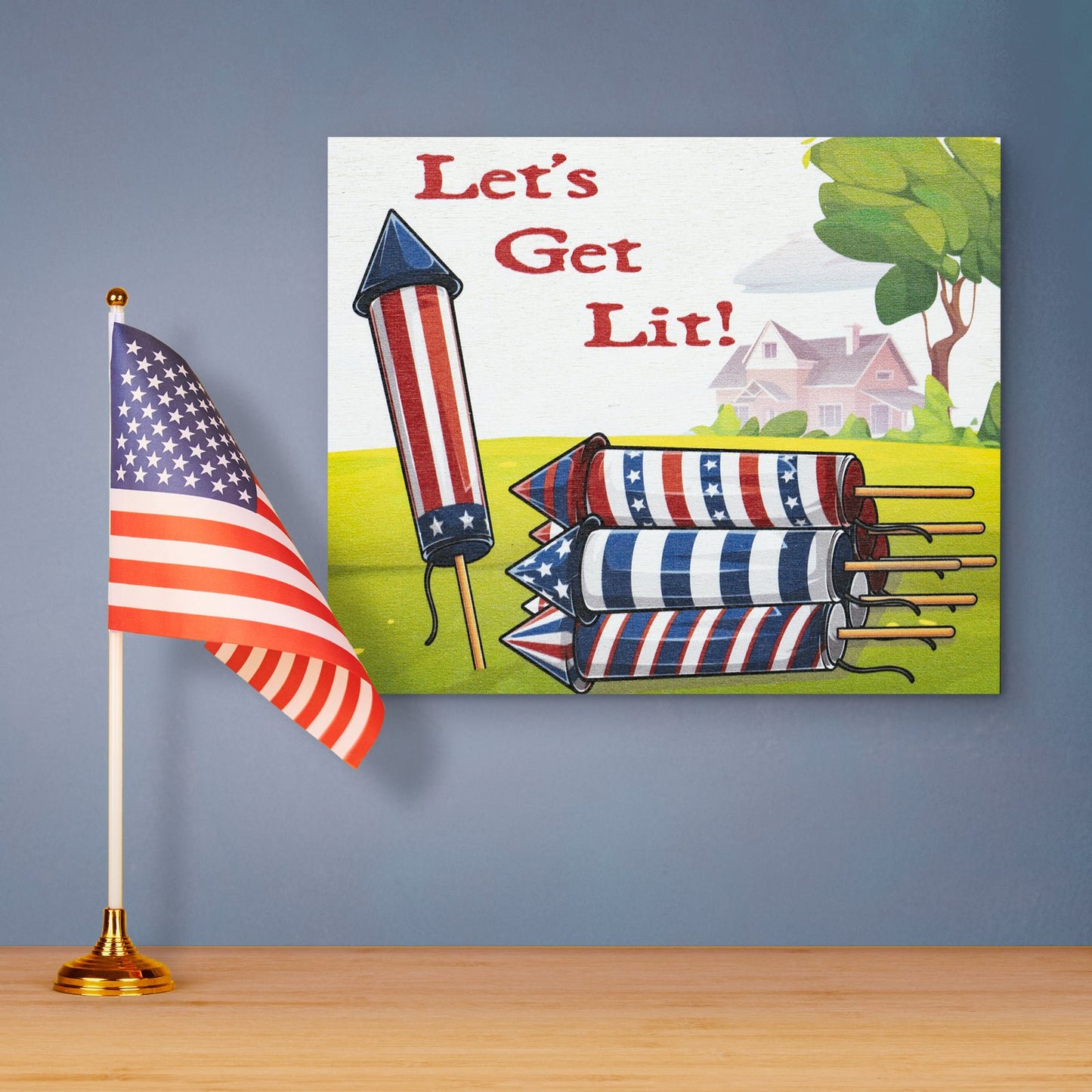 JennyGems Patriotic Decor, Let's Get Lit Sign, 4th of July, Memorial Day