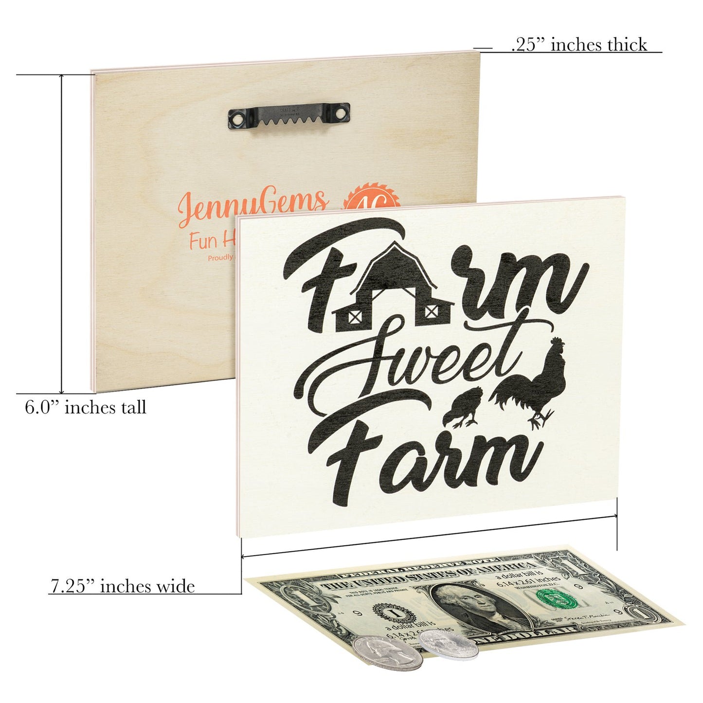 JennyGems Farm Sweet Farm Wooden Sign, Barn Gifts, Chicken Decor, Farmhouse Sign
