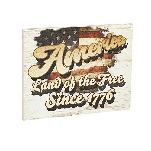 JennyGems Patriotic Decor, America Land of the Free Sign, July 4th, Memorial Day