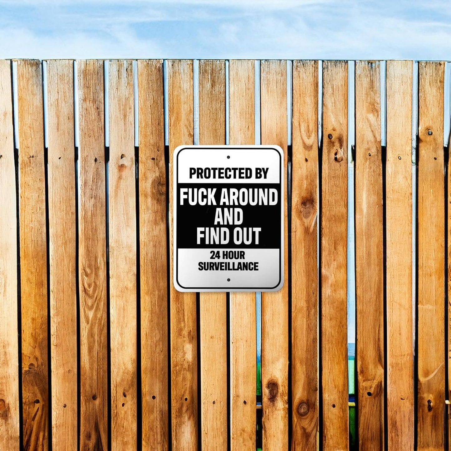 FAFO Protected By Sign: Sarcastic Humor Decor, Indoor/Outdoor