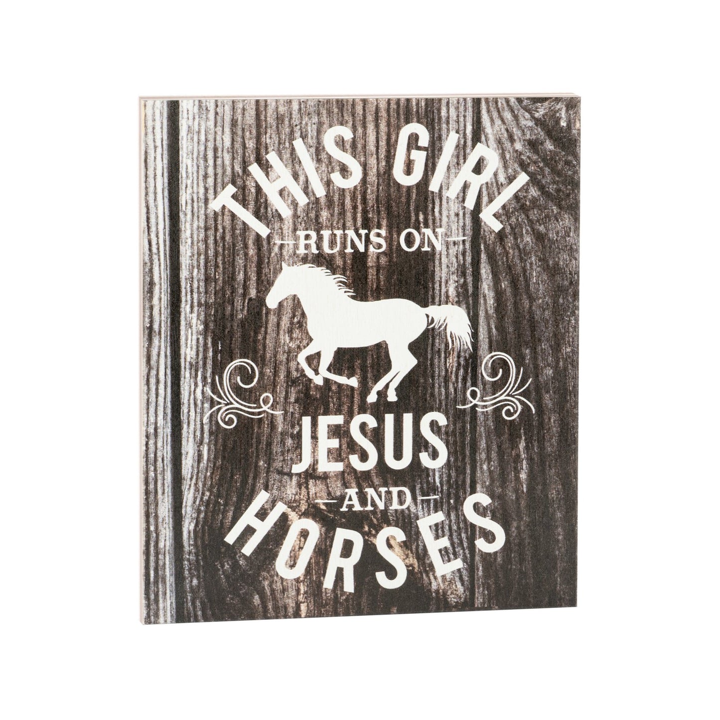 JennyGems Farmhouse Decor, Horse Lover, Girl Runs on Jesus & Horses, Barn Gifts