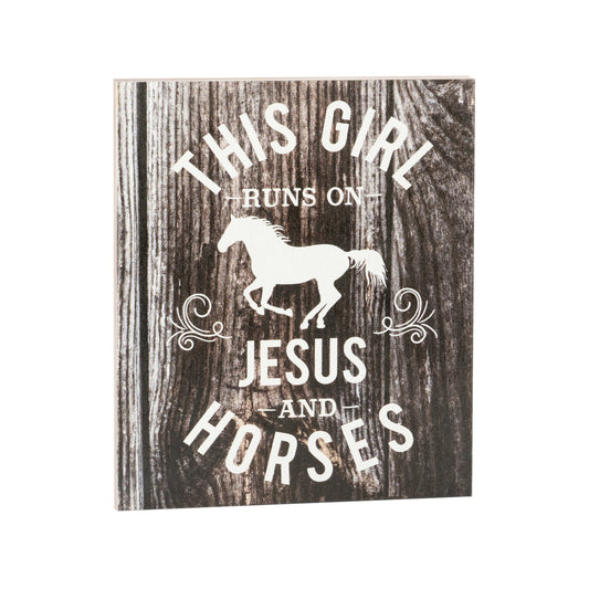 JennyGems Farmhouse Decor, Horse Lover, Girl Runs on Jesus & Horses, Barn Gifts