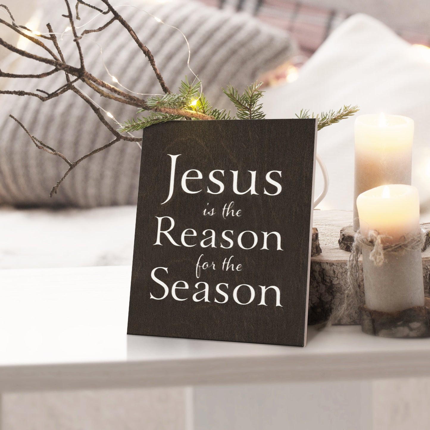 Jesus is the Reason For The Season Wood Sign, Christmas Decorations, Holiday Decor, Christmas Gifts, American Made (Black)