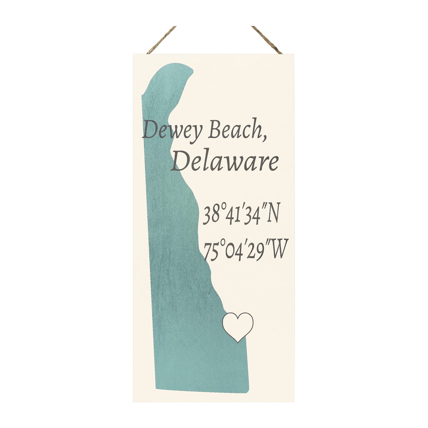 JennyGems Dewey Beach, Delaware Nautical Wood Sign, 6x13 Inches, Delaware Gifts, Made in USA