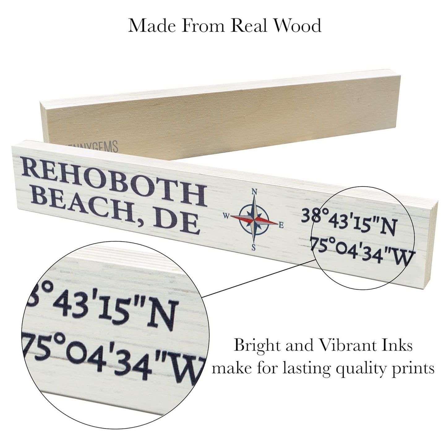 Delaware Gifts, Rehoboth Beach Delaware Souvenirs, Rehoboth Compass Coordinates Wooden Sign, Made in USA