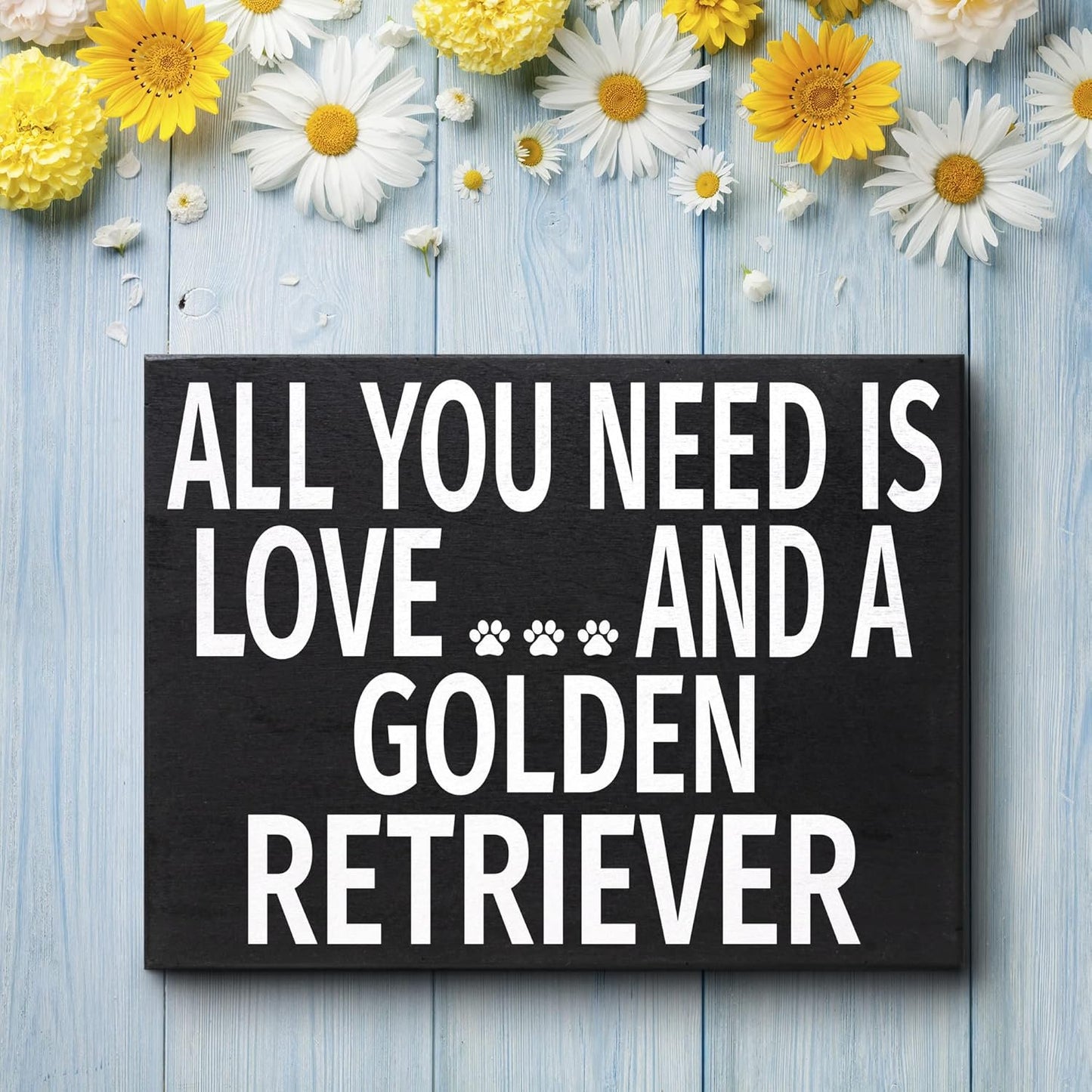 JennyGems Golden Retriever Gifts, All You Need Is Love and a Golden Retriever Wooden Sign, Shelf Decor and Wall Hanging, Made in USA