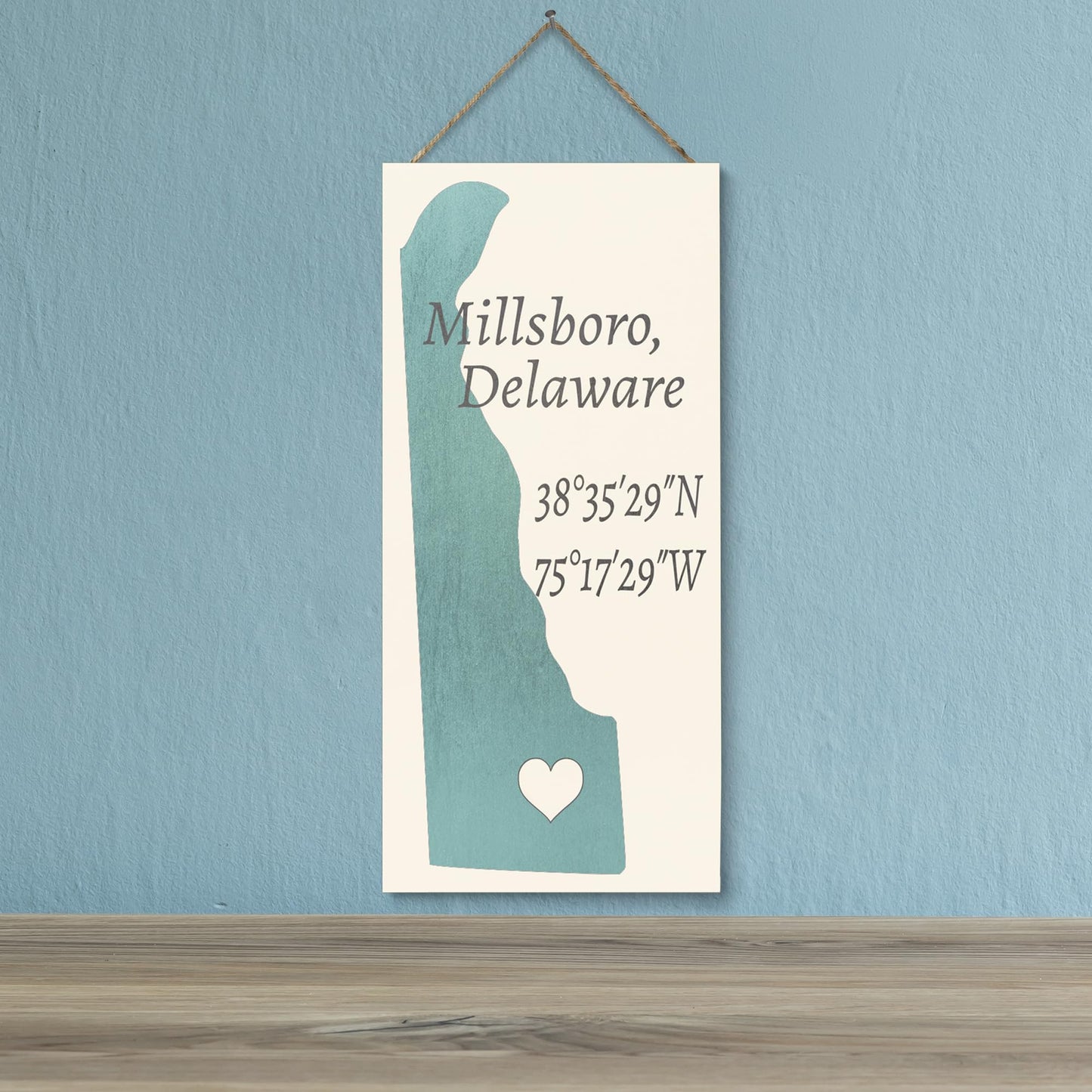 JennyGems Millsboro Delaware 6x13 Inch Nautical Wooden Sign, Delaware Gifts, Hometown Pride, Made in USA