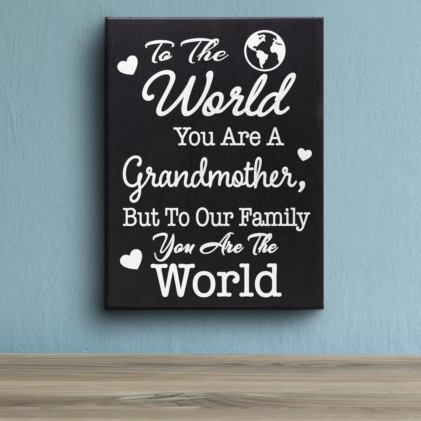 JennyGems Grandmother Gifts, To the World You Are a Grandmother Wooden Sign, Shelf Decor and Wall Hanging, Made in USA
