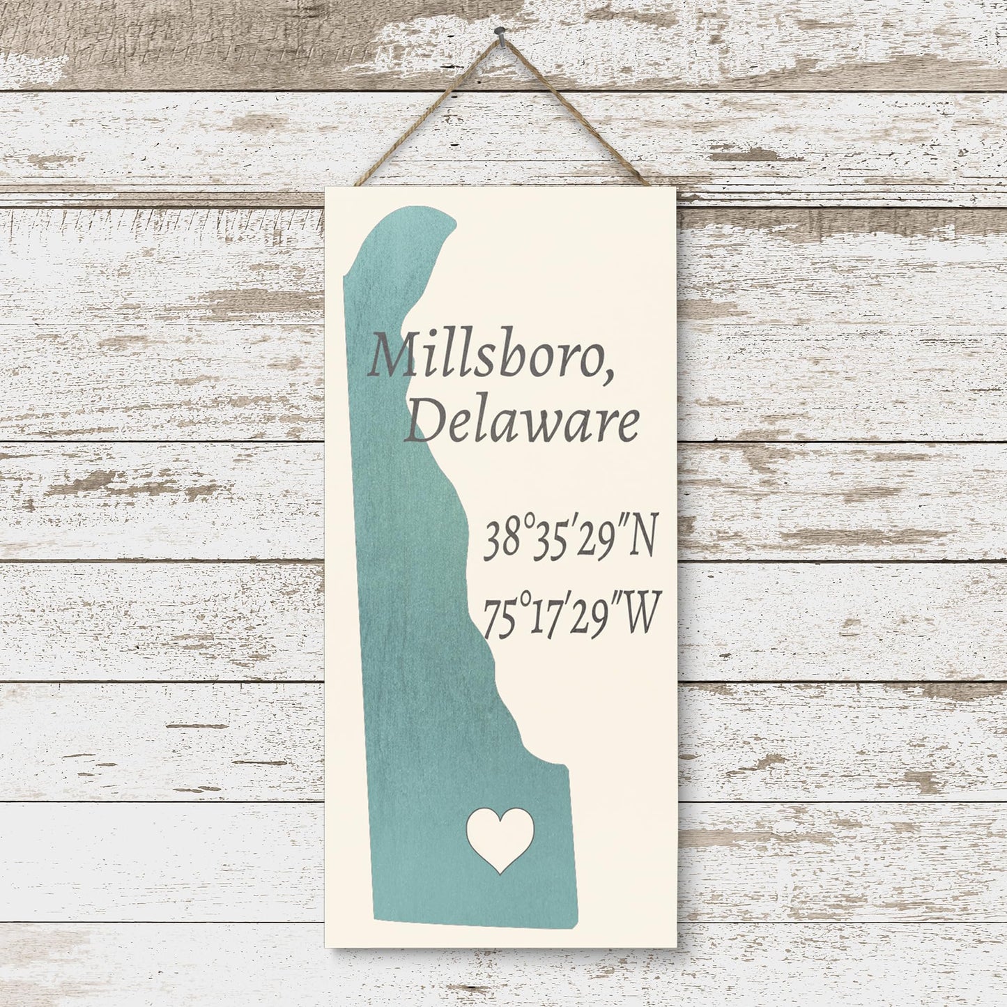 JennyGems Millsboro Delaware 6x13 Inch Nautical Wooden Sign, Delaware Gifts, Hometown Pride, Made in USA