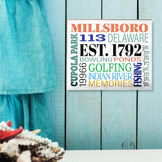 Millsboro Delaware Wood Sign: Town Souvenir Wall Art