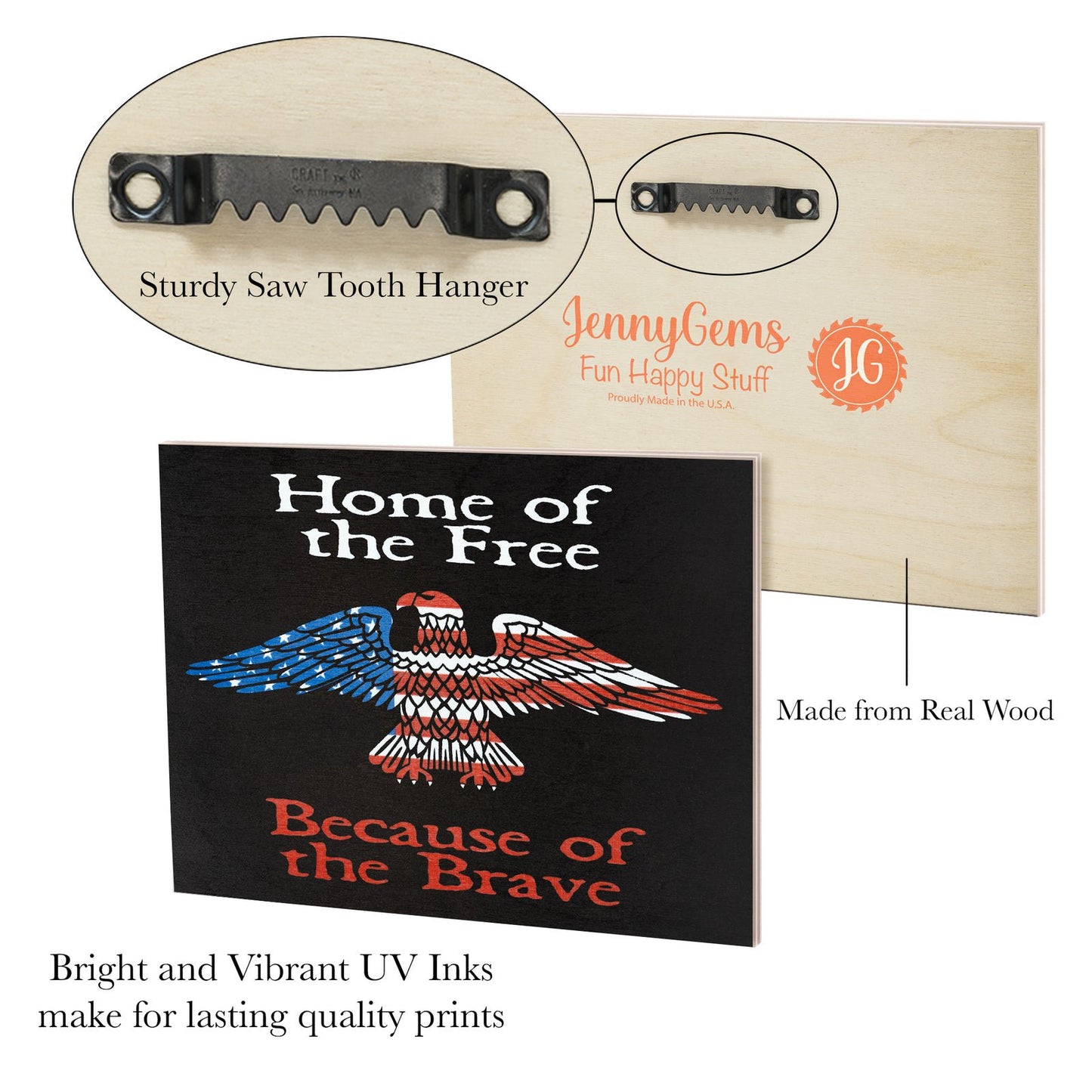 JennyGems Patriotic Decor, Home of the Free Wood Sign, 4th of July, Memorial Day