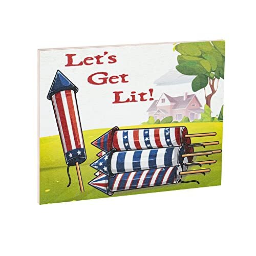 JennyGems Patriotic Decor, Let's Get Lit Sign, 4th of July, Memorial Day