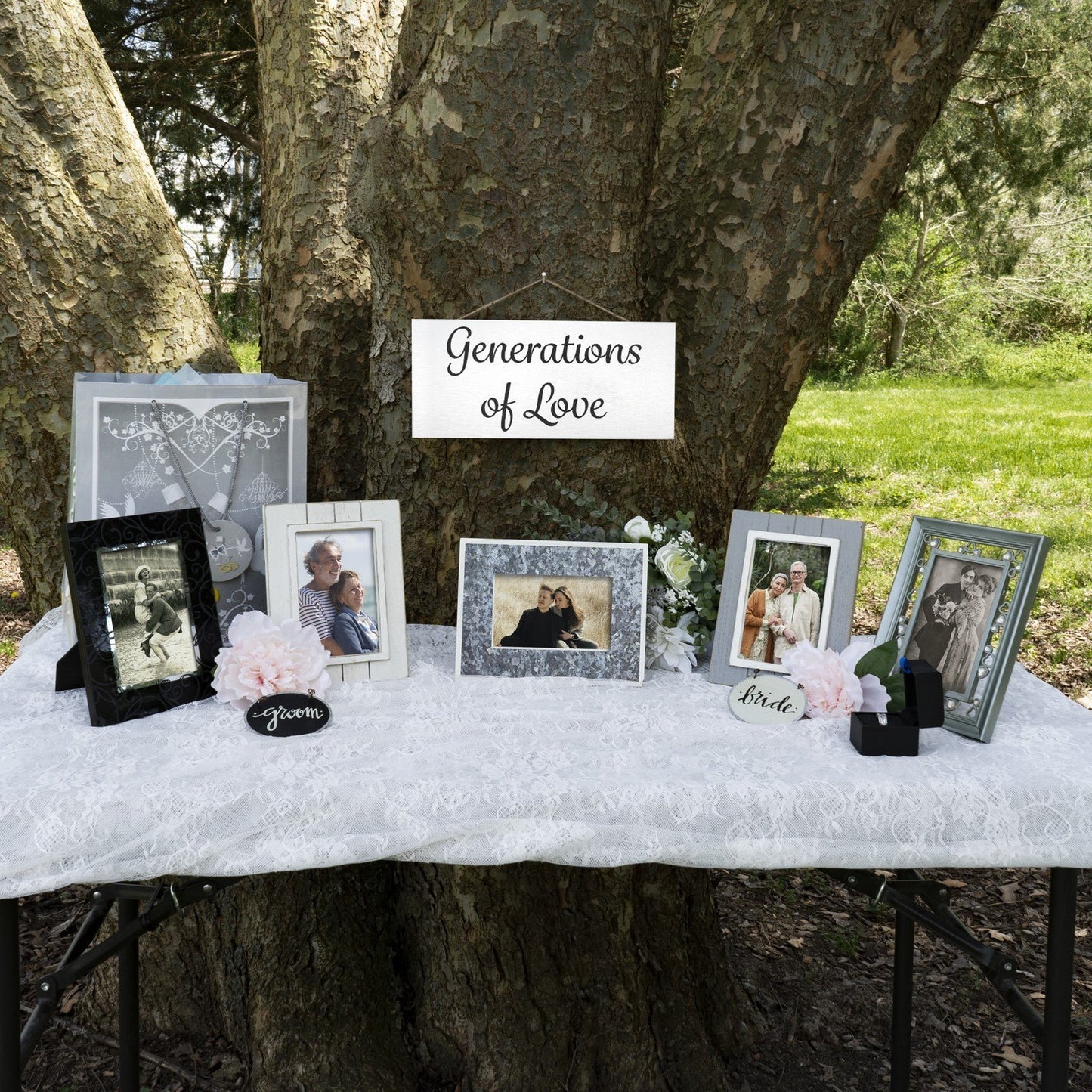 JennyGems Generations of Love Wedding Sign, Wedding Memorial Decor (White)