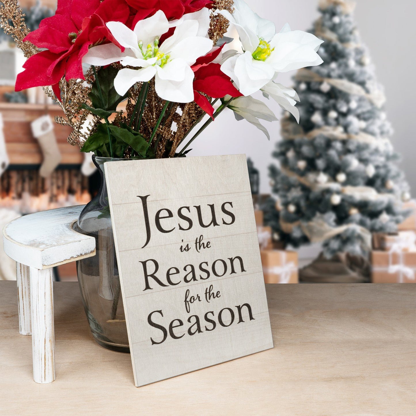 JennyGems Jesus Is The Reason For The Season, Christmas Decorations (White)