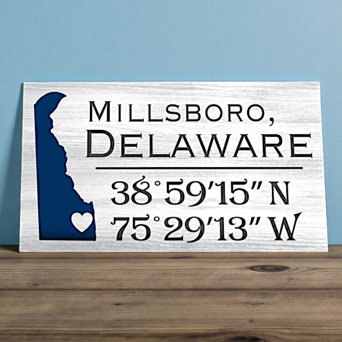 Millsboro Delaware Coordinates Sign: Coastal Farmhouse Wall Art