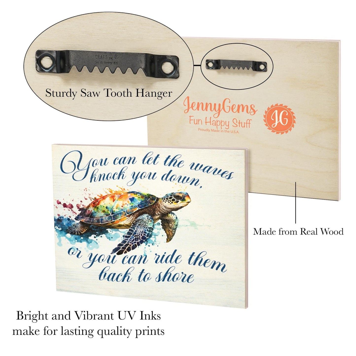 Sea Turtle Wooden Sign: Motivational Ocean Theme Wall Art