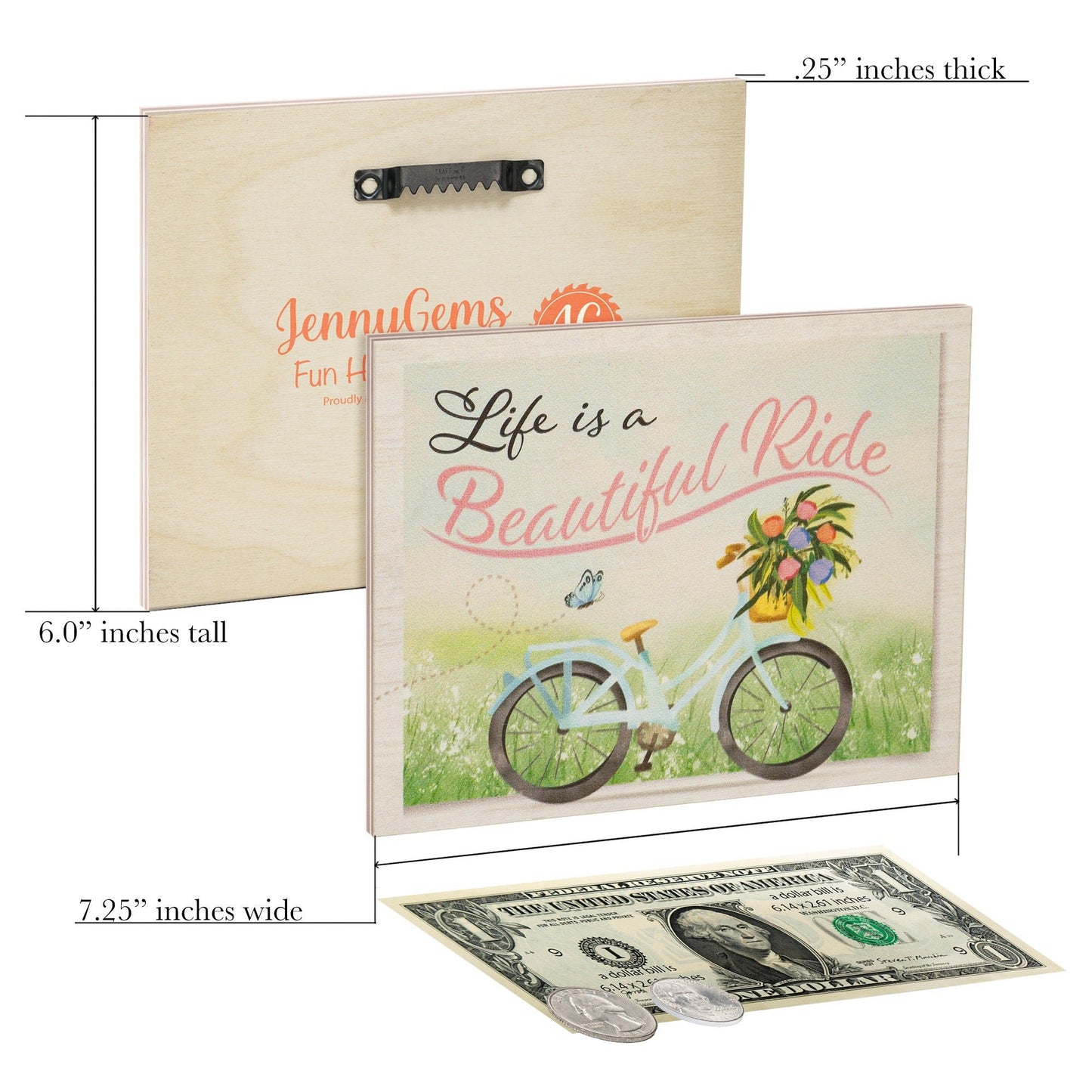 Life Is a Beautiful Ride Wooden Sign, Spring Decor, Bicycle Art, Inspirational Quote, Motivational Wall Art, Spring Decorations