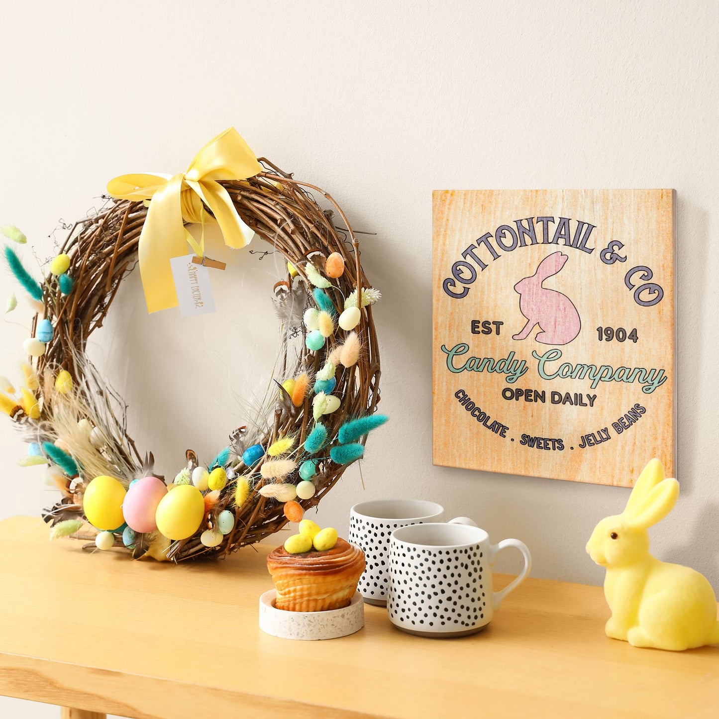 JennyGems Easter Decorations, Cottontail and Co Easter Sign, Farmhouse Easter