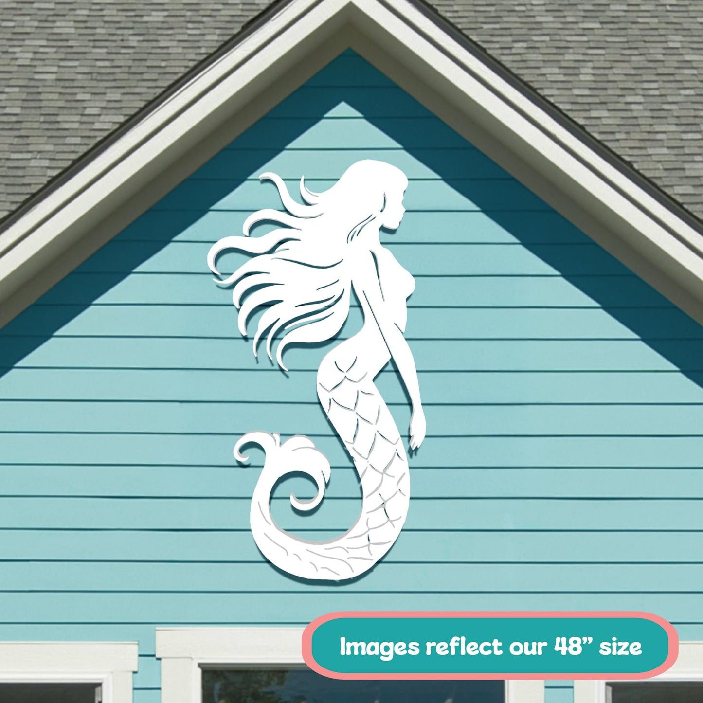 Outdoor Mermaid Wall Art – Nautical Mermaid Decor for Beach House, Coastal Poolside, and Ocean-Themed Spaces – Weatherproof PVC Mermaid Sign