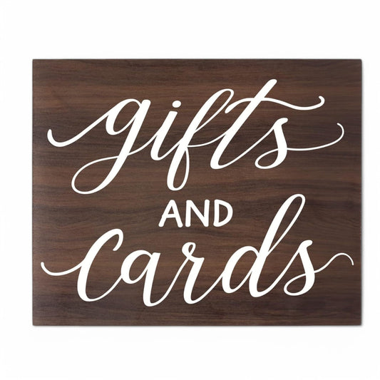 JennyGems Gifts and Cards Sign, Wedding Decor, Party Signs, Birthday, Engagement, Bridal Shower Party Decor, Brown