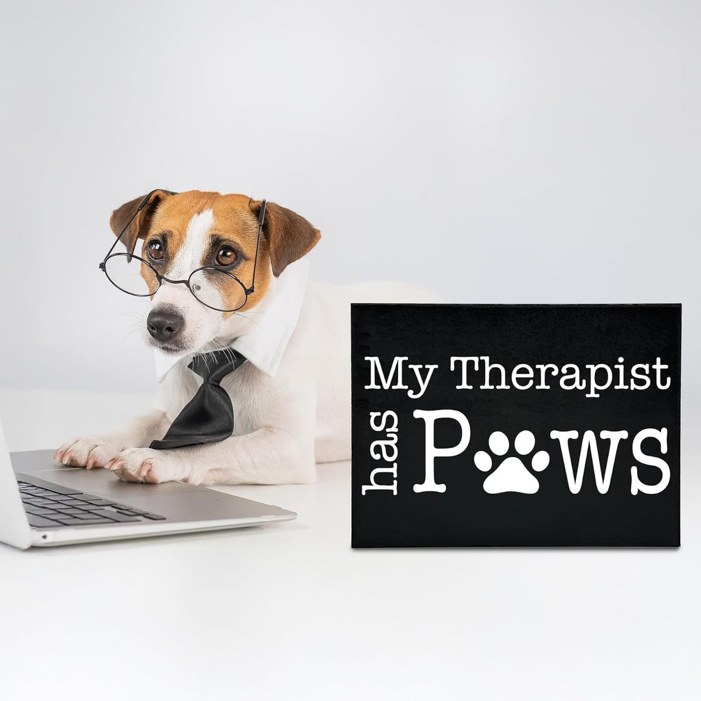 My Therapist Has Paws Wooden Sign Pet Lover Gift for Dog or Cat Owners Cute Home Decor for Shelf or Wall Made in USA
